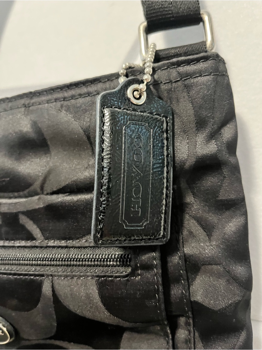 Coach Black Nylon Messenger Crossbody with Signature Print - Picture 4 of 10